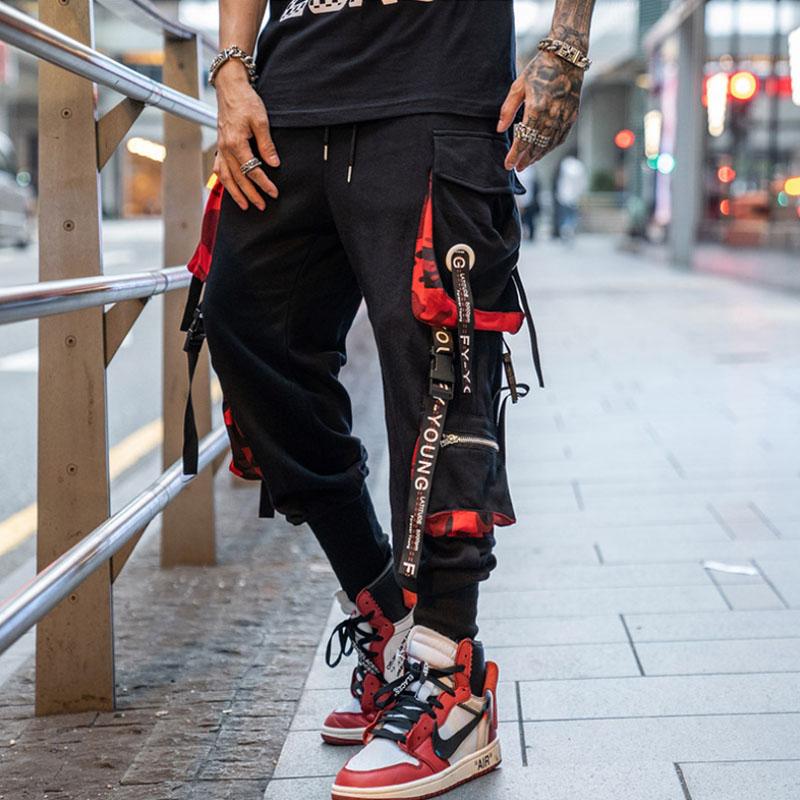 Herr Lösa Hiphop Spårbyxor med Multifickdesign