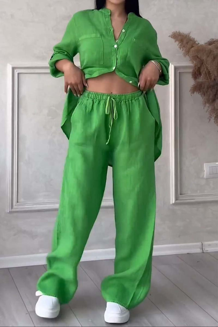 Tvådelat linne dam sommaren outfit – Alina