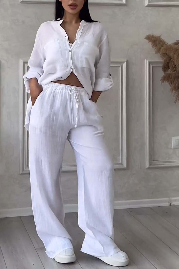 Tvådelat linne dam sommaren outfit – Alina