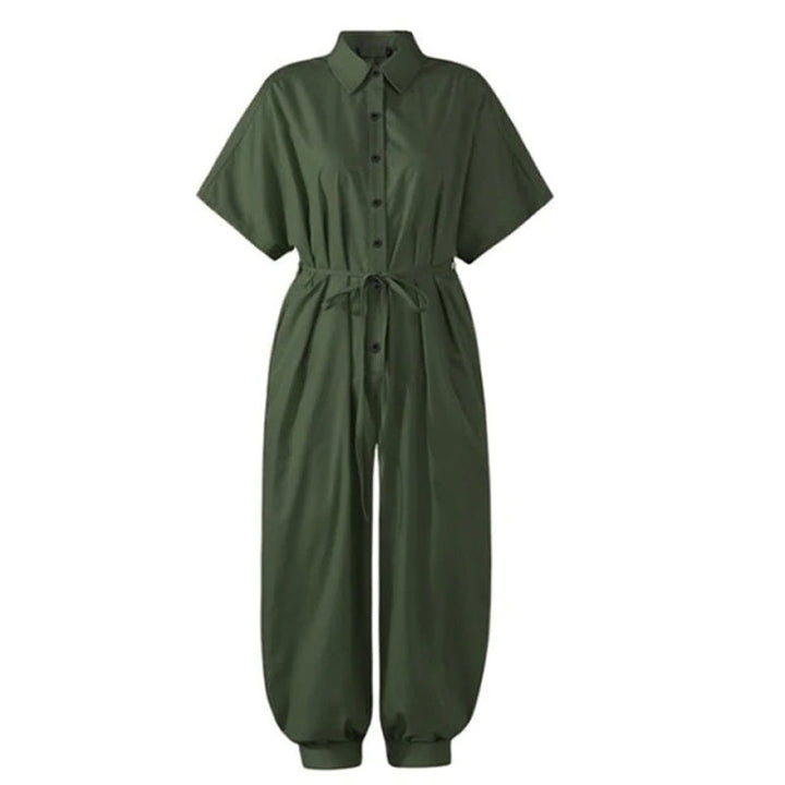 Kortärmad Jumpsuit Dam med Knäppning