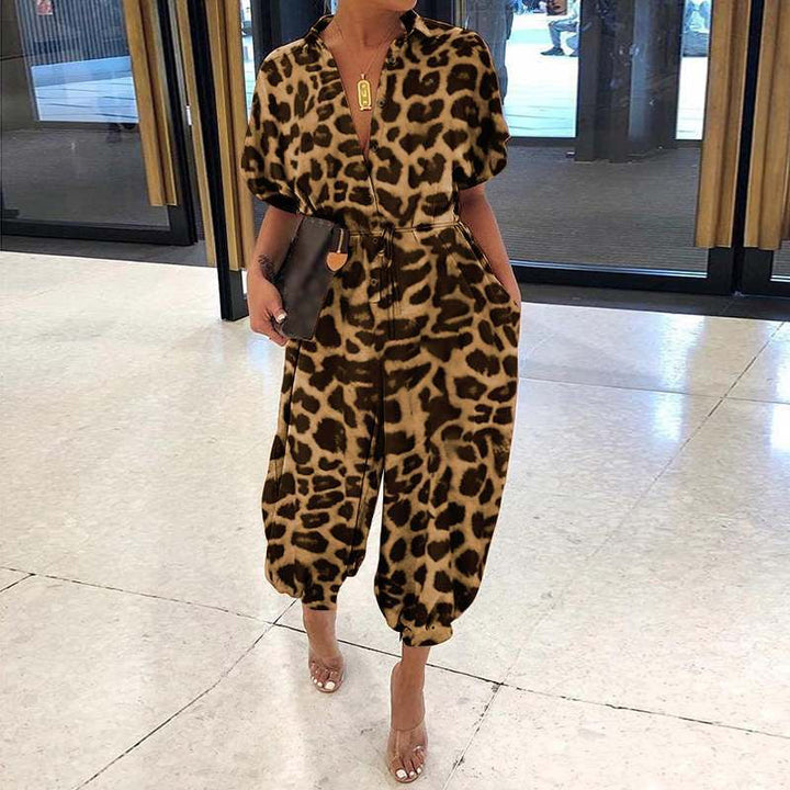 Kortärmad Jumpsuit Dam med Knäppning