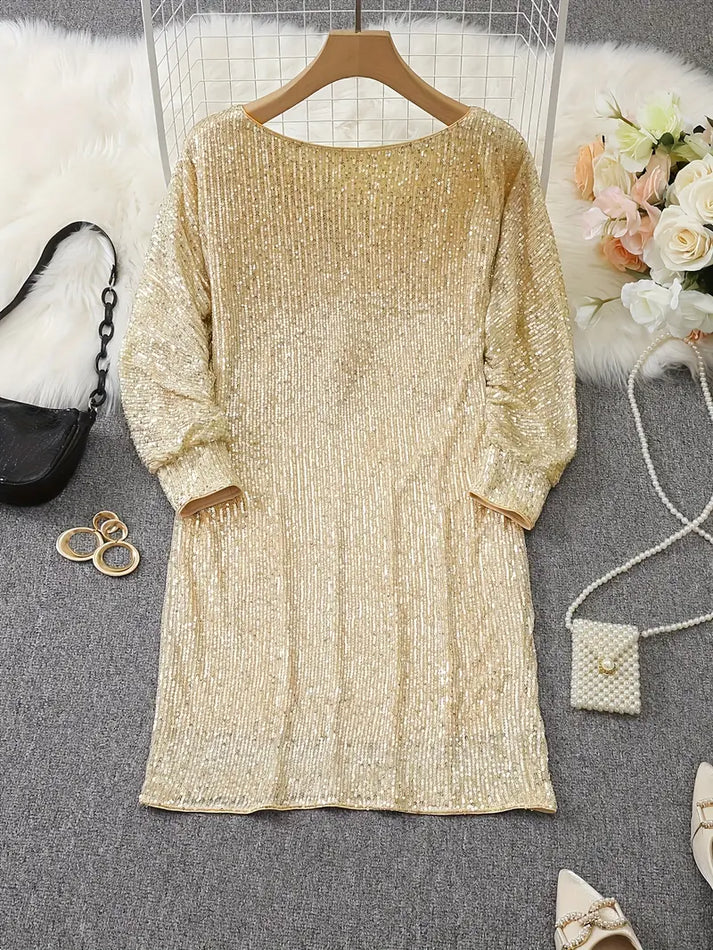 Kvinnors Off-Shoulder Paljett Miniklänning