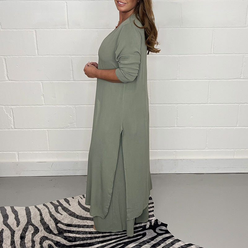 Kvinnlig tvådelad kostym med midjebyxor