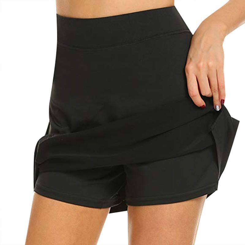 Kvinnor Kjolshorts med Hög Midja och Dolda Fickor