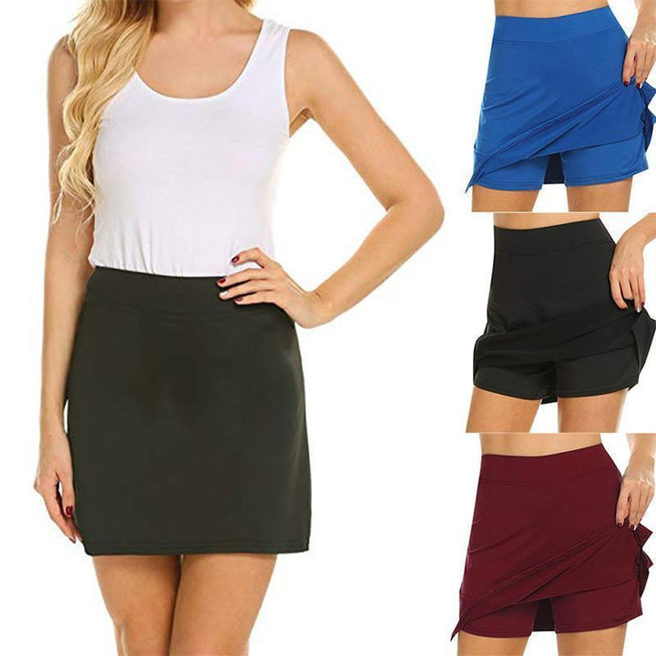 Kvinnor Kjolshorts med Hög Midja och Dolda Fickor