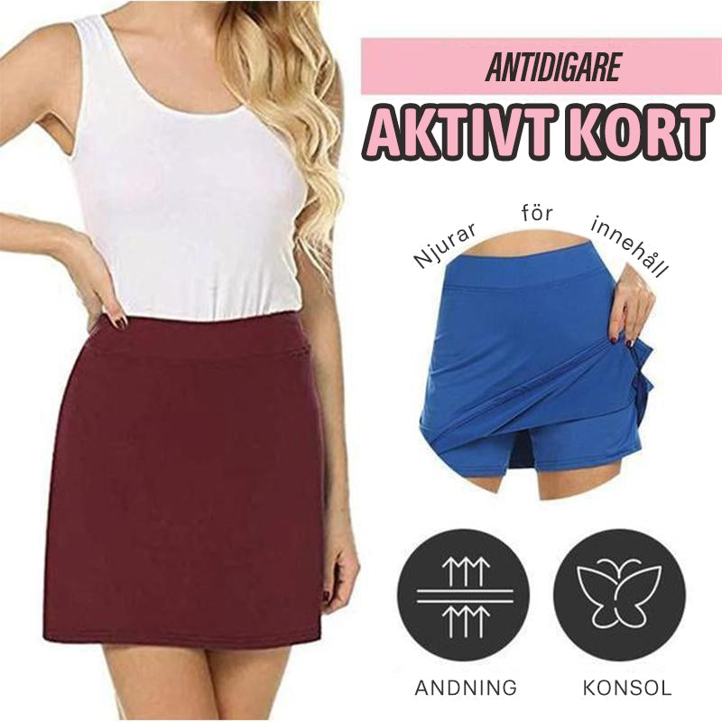 Kvinnor Kjolshorts med Hög Midja och Dolda Fickor