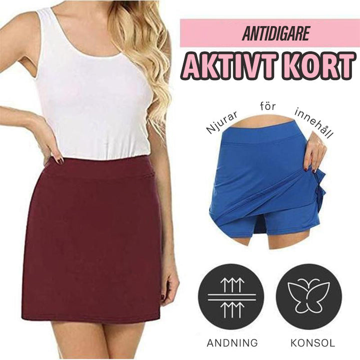 Kvinnor Kjolshorts med Hög Midja och Dolda Fickor