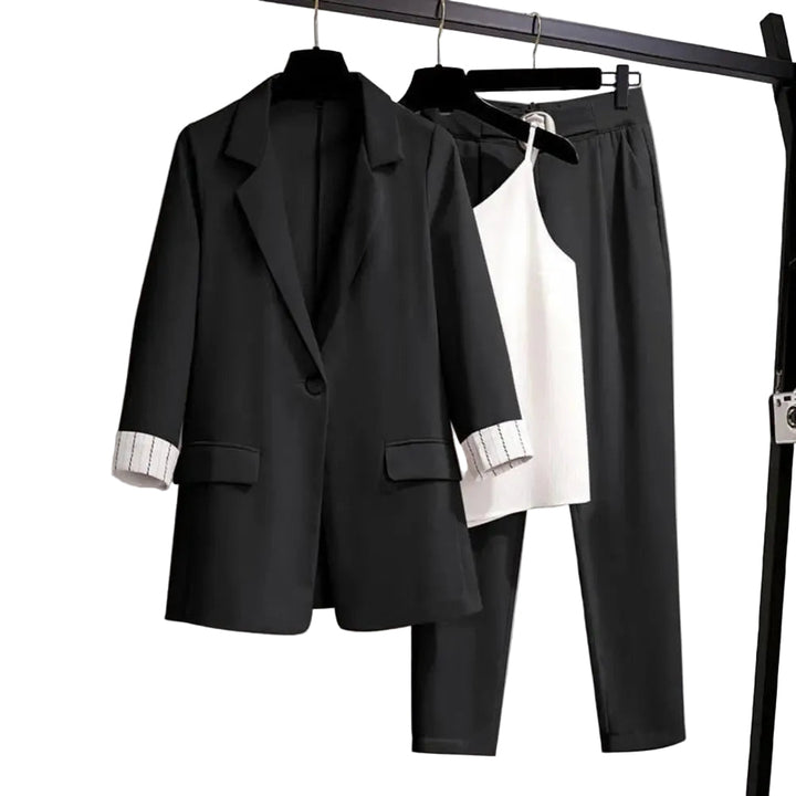 Kvinnors Blazer Set Elegant med Byxor och Topp