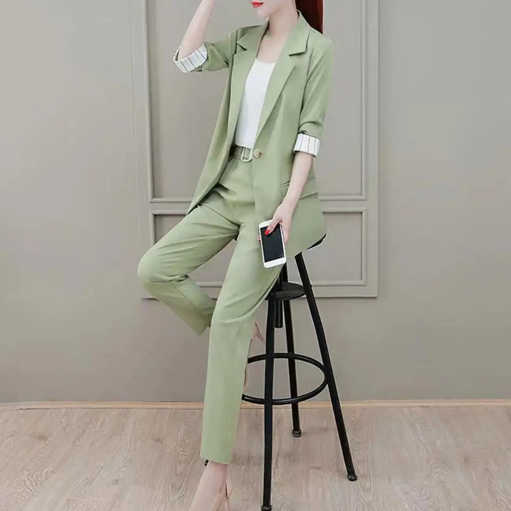 Kvinnors Blazer Set Elegant med Byxor och Topp