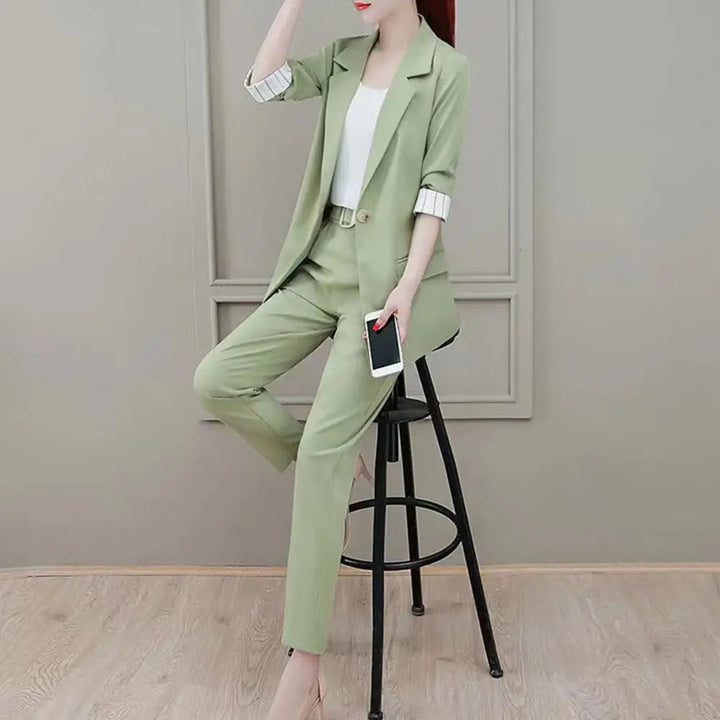 Kvinnors Blazer Set Elegant med Byxor och Topp