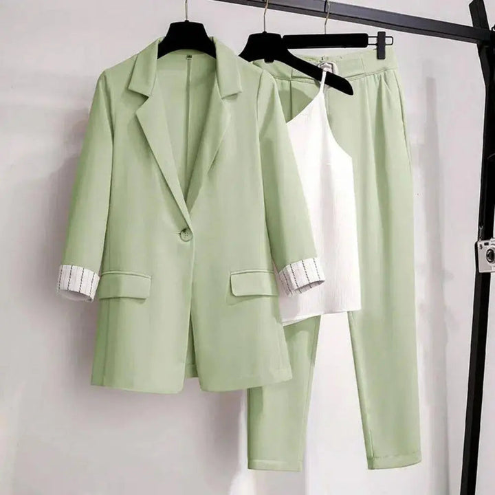 Kvinnors Blazer Set Elegant med Byxor och Topp