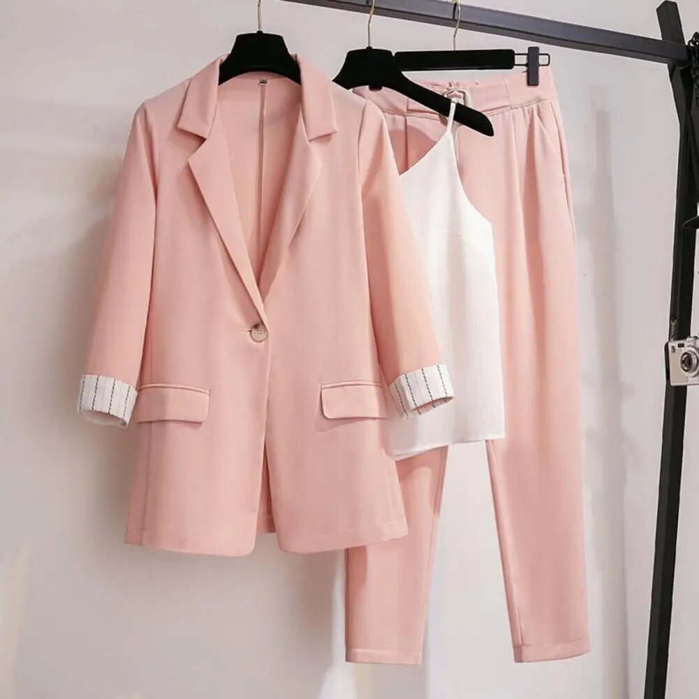 Kvinnors Blazer Set Elegant med Byxor och Topp