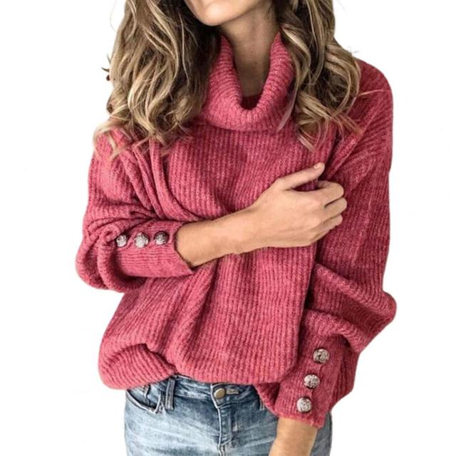 Kvinnors Oversized Tröja med Polokrage