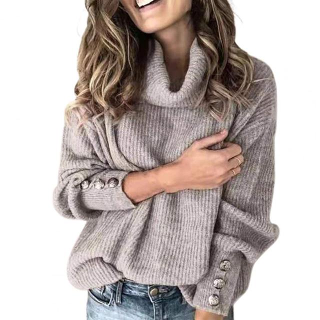 Kvinnors Oversized Tröja med Polokrage