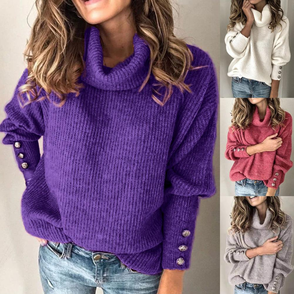 Kvinnors Oversized Tröja med Polokrage