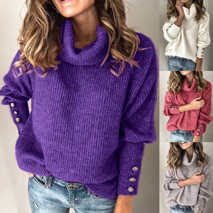 Kvinnors Oversized Tröja med Polokrage