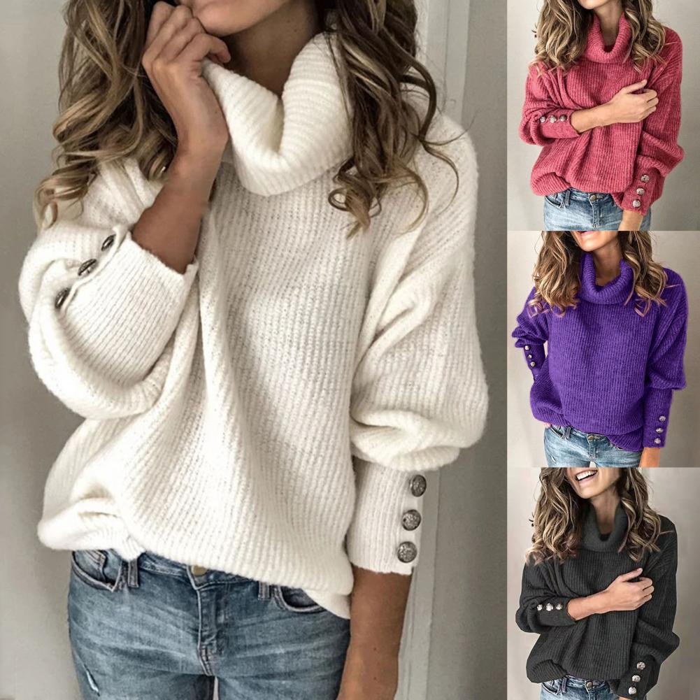 Kvinnors Oversized Tröja med Polokrage
