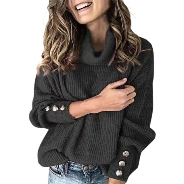 Kvinnors Oversized Tröja med Polokrage