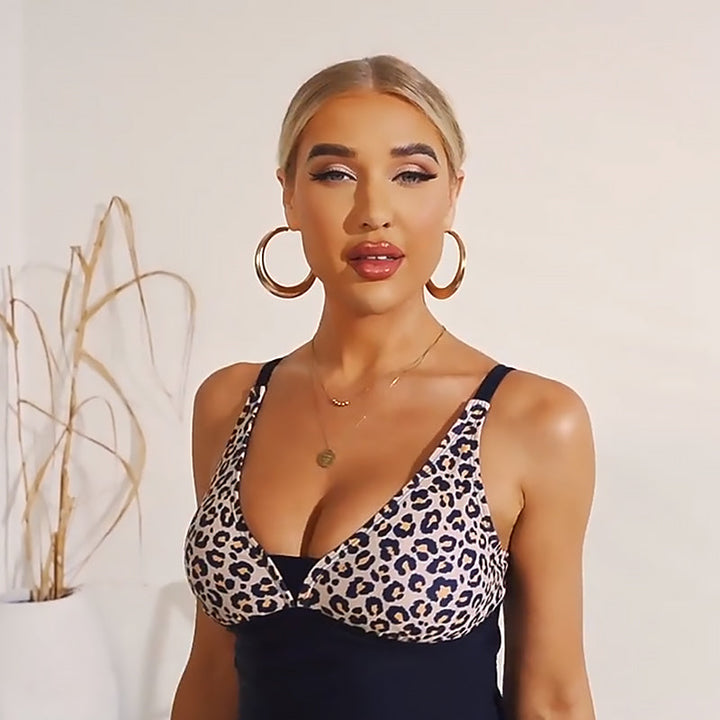 Kvinnors Sexig Leopardmönstrad Tankini i Svart