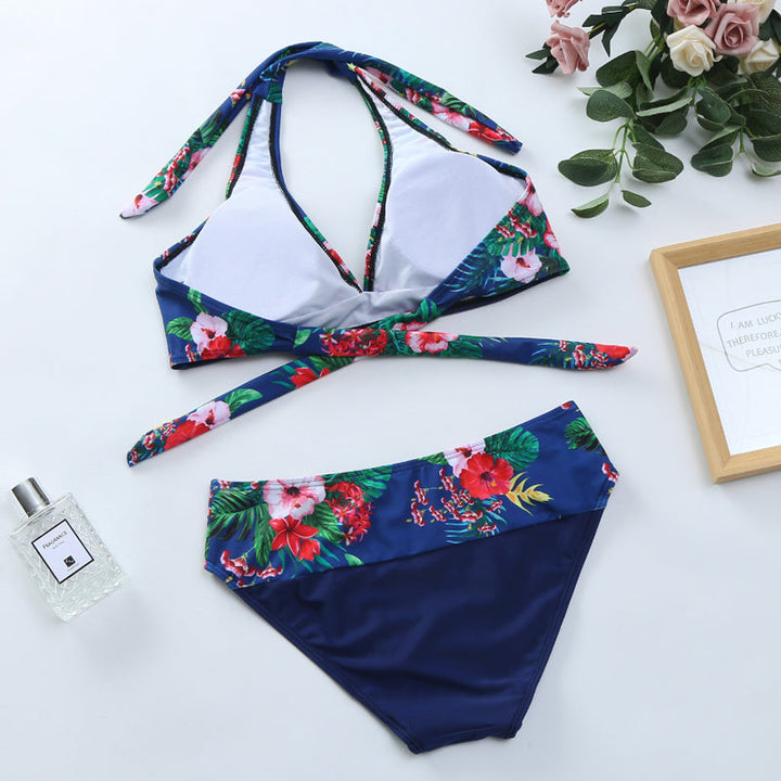 Kvinnors Sommarblommig Bikiniset med Avtagbar Förstyvad
