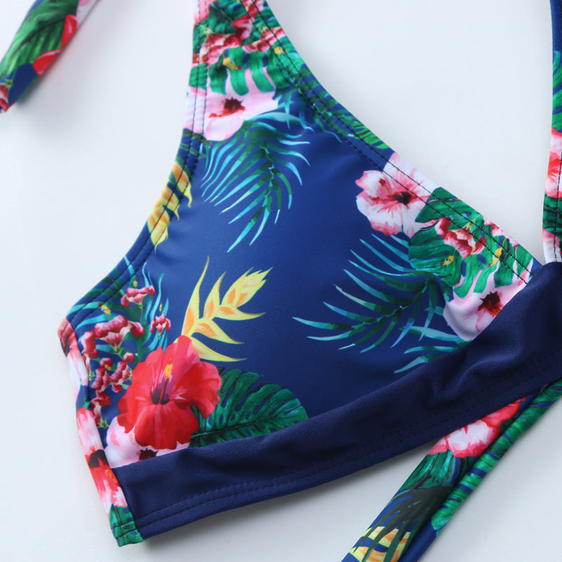 Kvinnors Sommarblommig Bikiniset med Avtagbar Förstyvad