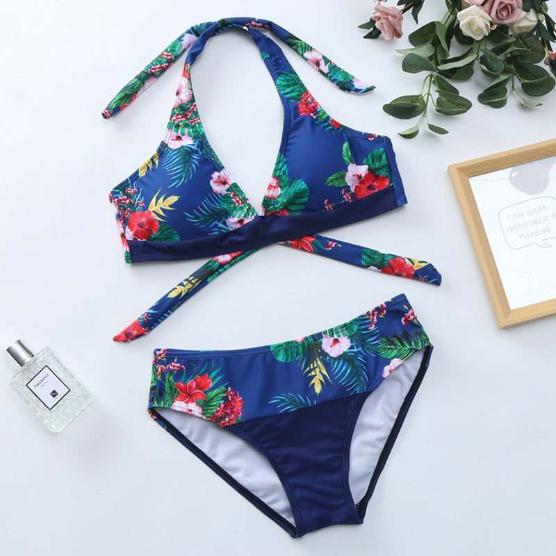 Kvinnors Sommarblommig Bikiniset med Avtagbar Förstyvad