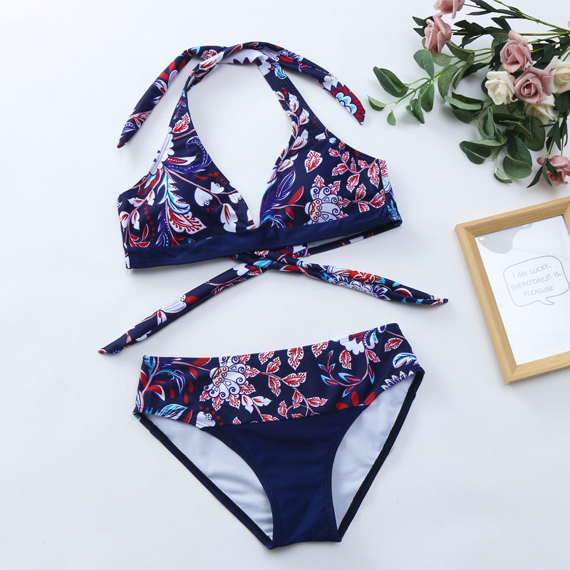 Kvinnors Sommarblommig Bikiniset med Avtagbar Förstyvad