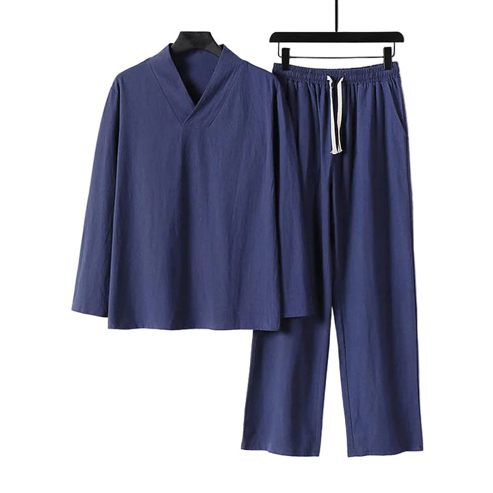 Kvinnors Tvådelade Set: Långärmad Topp & Matcha Byxor