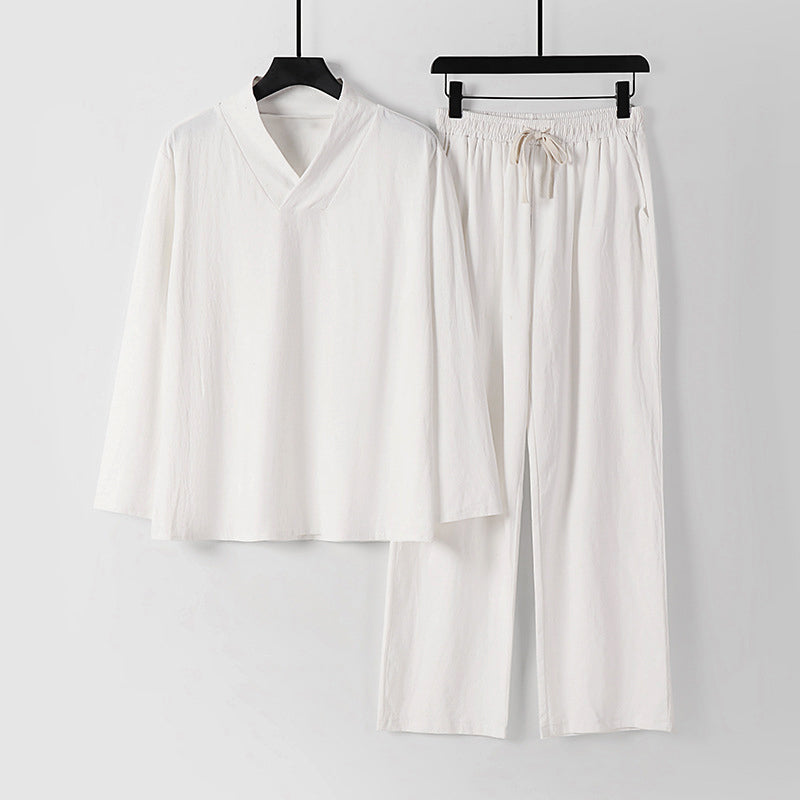 Kvinnors Tvådelade Set: Långärmad Topp & Matcha Byxor