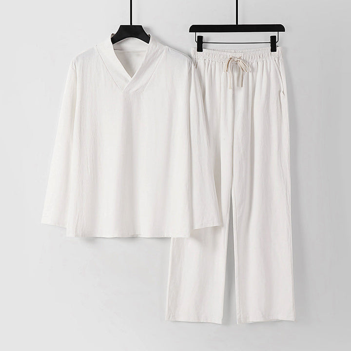 Kvinnors Tvådelade Set: Långärmad Topp & Matcha Byxor
