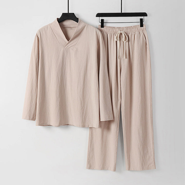 Kvinnors Tvådelade Set: Långärmad Topp & Matcha Byxor