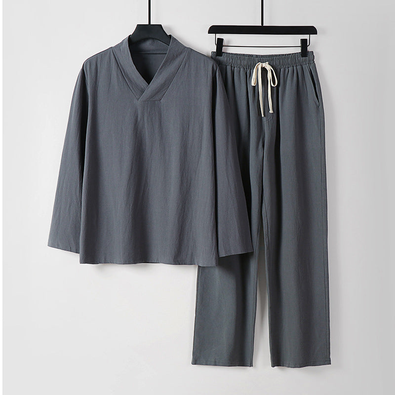 Kvinnors Tvådelade Set: Långärmad Topp & Matcha Byxor