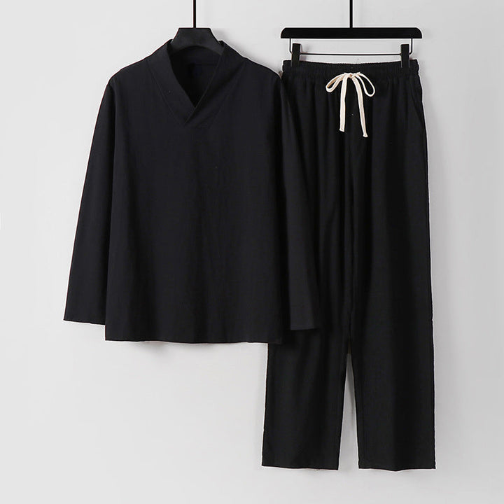 Kvinnors Tvådelade Set: Långärmad Topp & Matcha Byxor