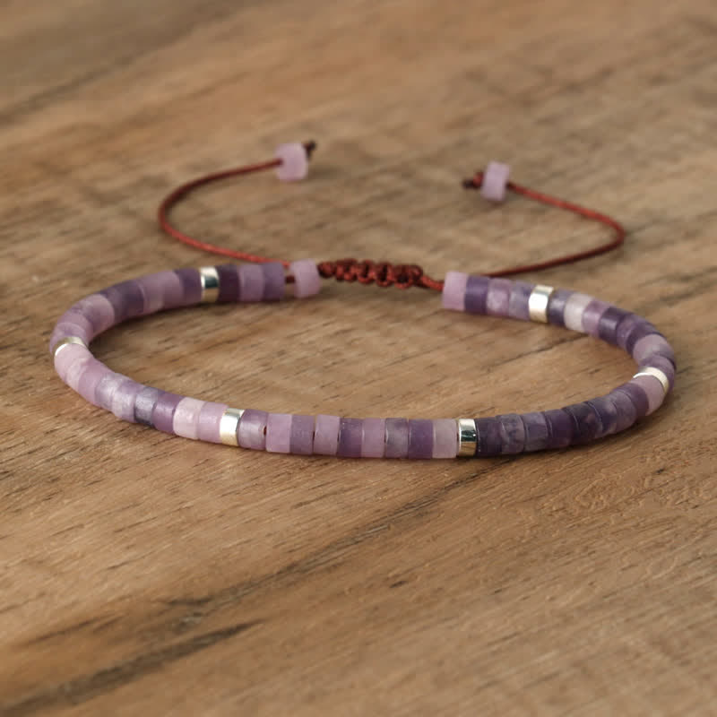 Flätat armband med 2,4 mm natursten-rullar - Seraphina