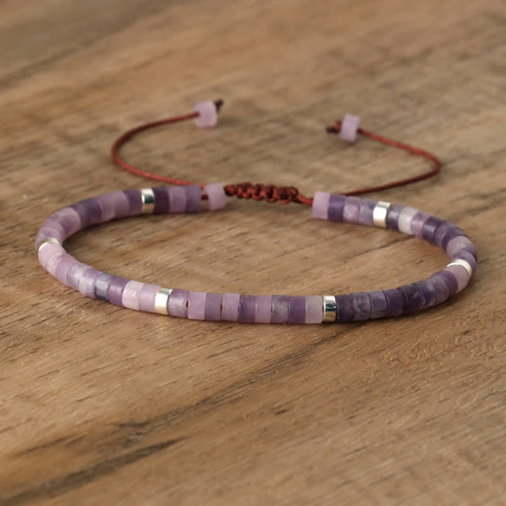 Flätat armband med 2,4 mm natursten-rullar - Seraphina