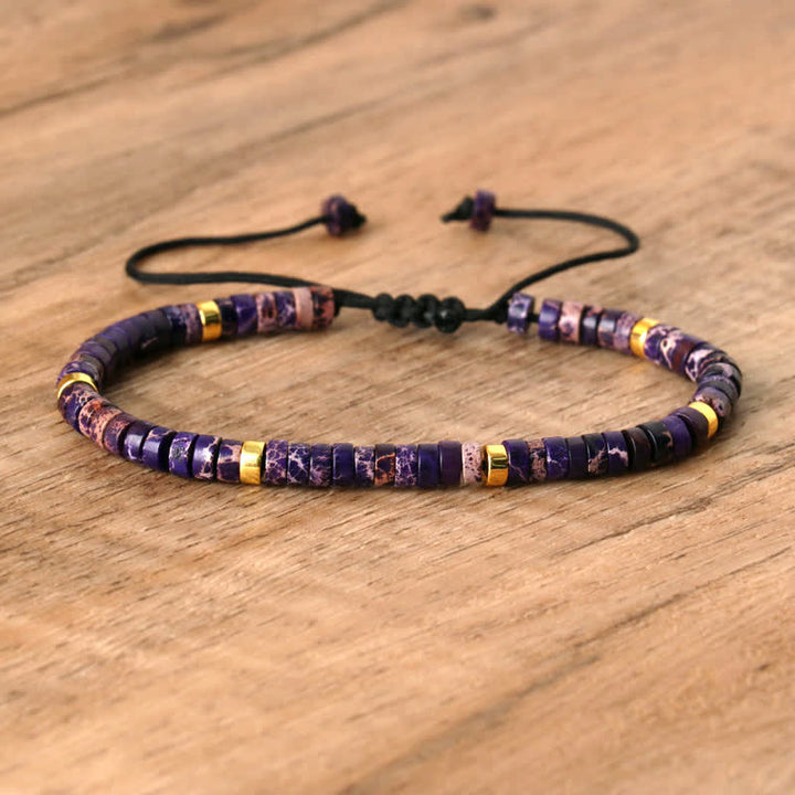 Flätat armband med 2,4 mm natursten-rullar - Seraphina