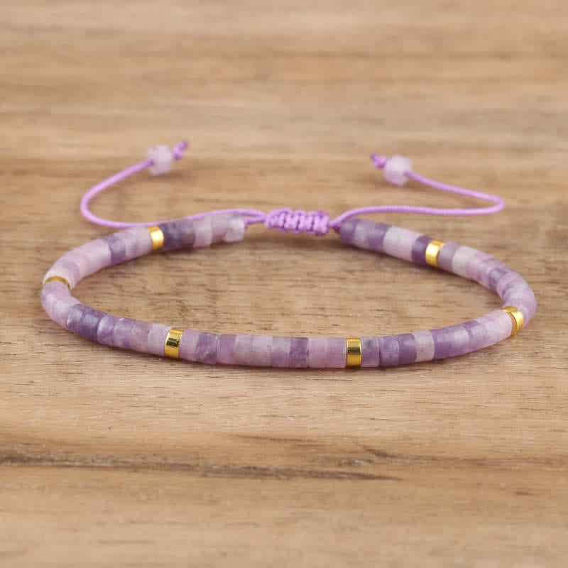 Flätat armband med 2,4 mm natursten-rullar - Seraphina