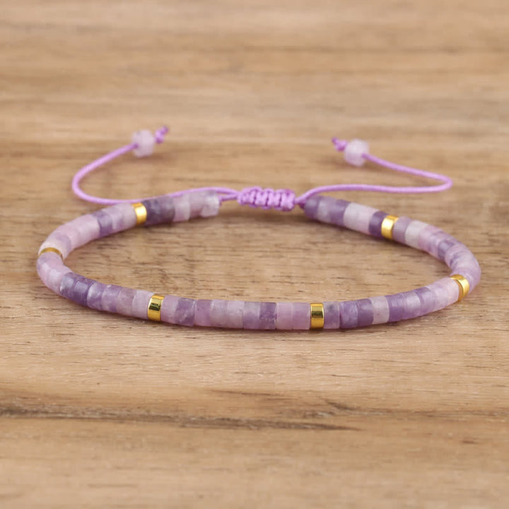 Flätat armband med 2,4 mm natursten-rullar - Seraphina