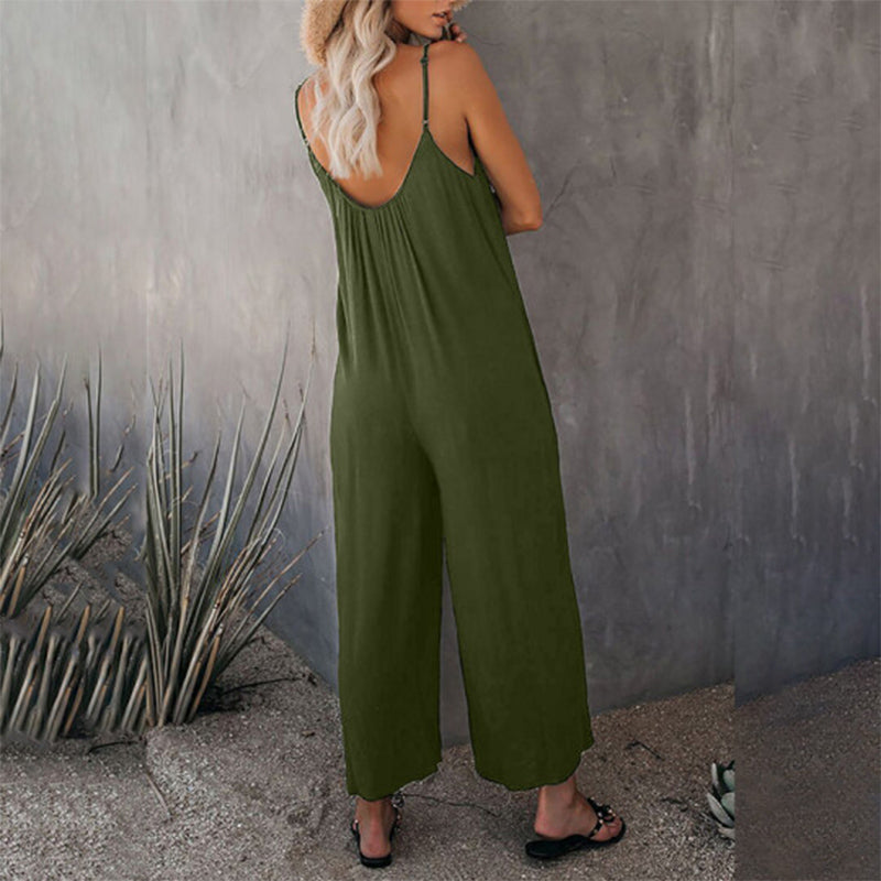 Lös Dam Cami Stretch Jumpsuit i Flera Färger