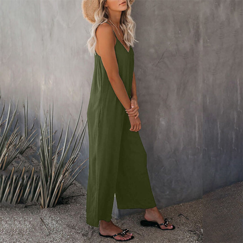 Lös Dam Cami Stretch Jumpsuit i Flera Färger
