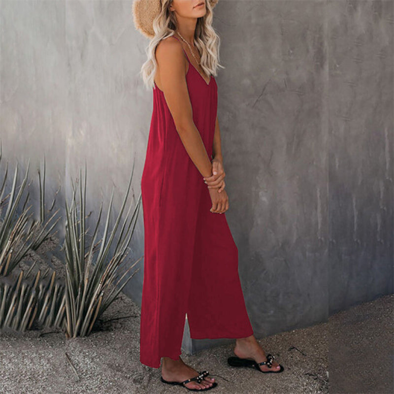 Lös Dam Cami Stretch Jumpsuit i Flera Färger