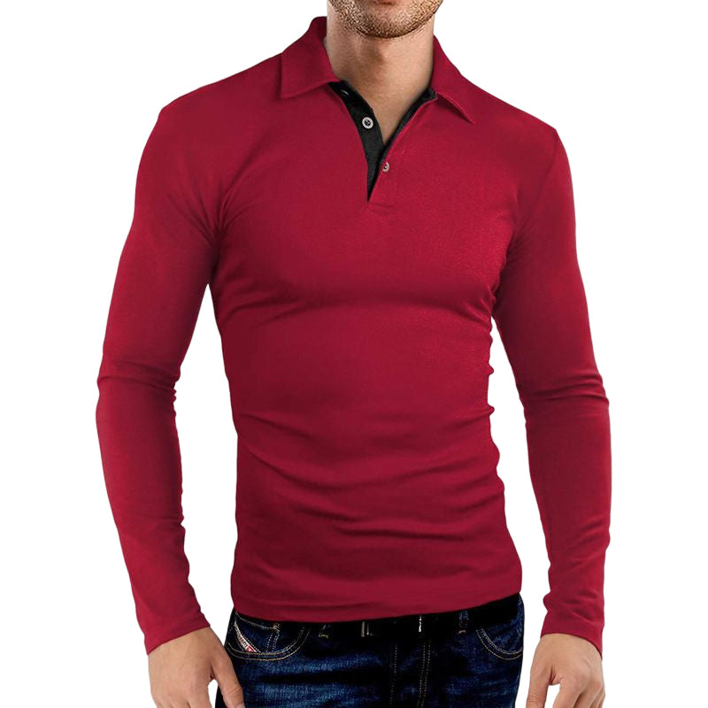 Mäns Långärmad Polo T-shirt med Krage - Elegant & Fritidsstil