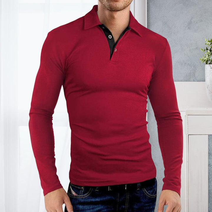 Mäns Långärmad Polo T-shirt med Krage - Elegant & Fritidsstil