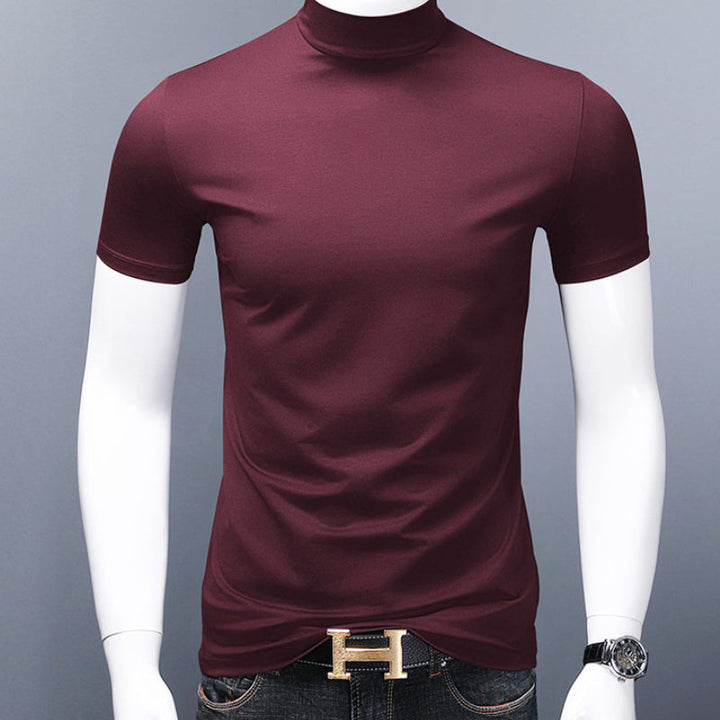 Mäns T-shirt med halv polokrage och passform