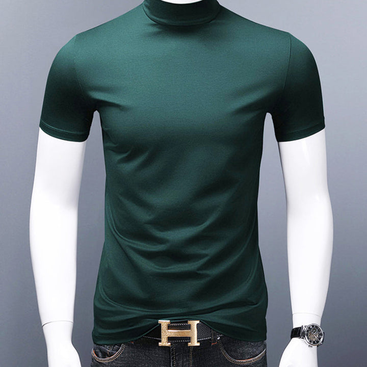 Mäns T-shirt med halv polokrage och passform