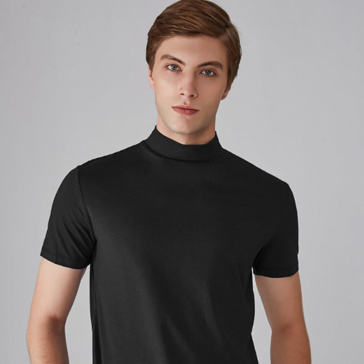 Mäns T-shirt med halv polokrage och passform