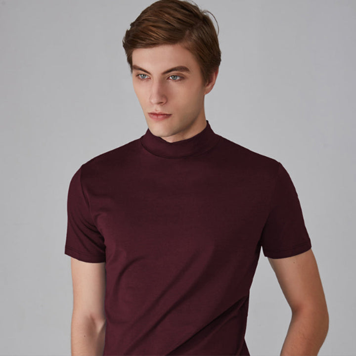 Mäns T-shirt med halv polokrage och passform