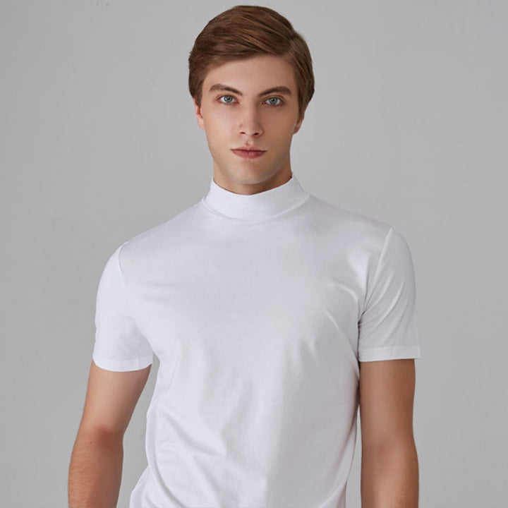Mäns T-shirt med halv polokrage och passform