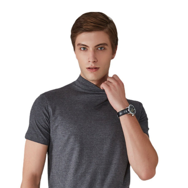 Mäns T-shirt med halv polokrage och passform