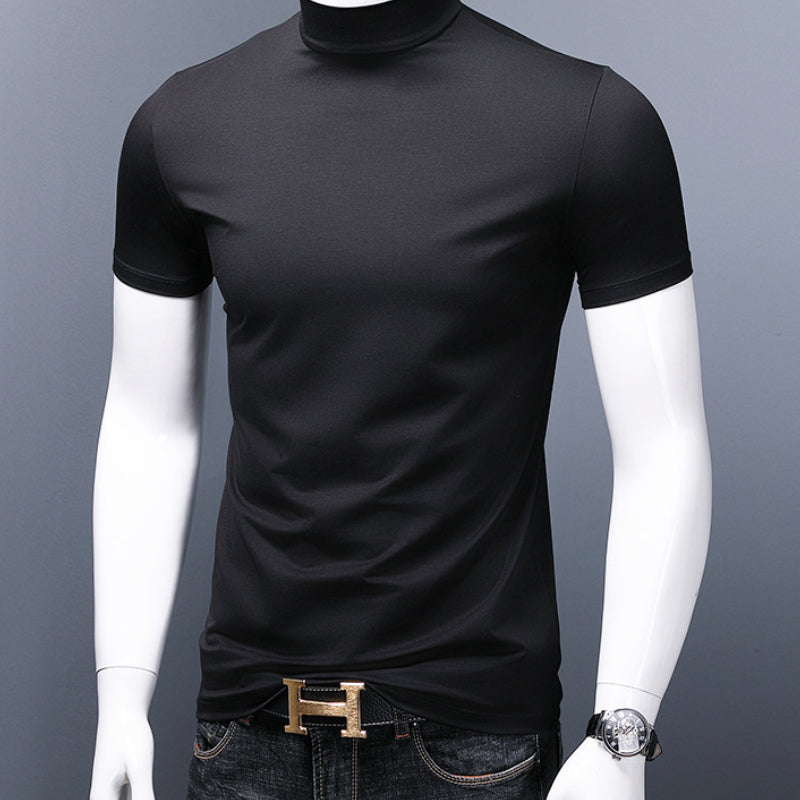 Mäns T-shirt med halv polokrage och passform